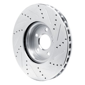 Mercedes-Benz CLA250 Brake Rotor (1) - Front Left - R1 Concepts - Drilled & Slotted - Silver - `19-`25